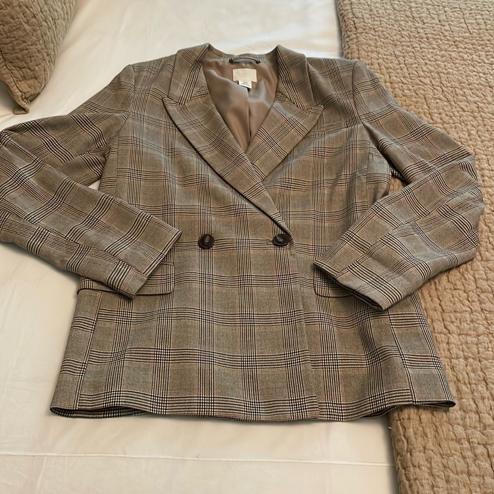 H&M Plaid Double Breasted Blazer - Size XS